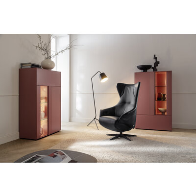 Highboard Colore - mit Beleuchtung, BHT ca. 90x144x45 cm, Lack, Samtbeere