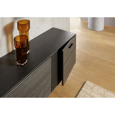 Lowboard Estana - Eiche massiv, Anthrazit