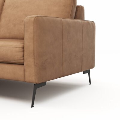 Ecksofa Enna - Longchair Links mit 3-Sitzer, Armlehne A, Leder, Cognac