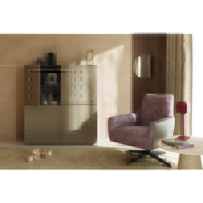 Highboard Satola - Melamin, Graubraun