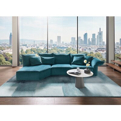 Ecksofa Motone - Trapezsofa links, 2,5-Sitzer, Stoff, Türkis