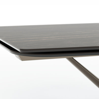 Esstisch Savona - LB ca. 200x100 cm, ausziehbar, Keramik, Schwarz, Bootsform