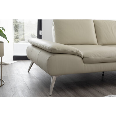 Ecksofa Collina - 2,5-Sitzer, Longchair rechts, inklusive Kopfstütze, Leder, Ecru
