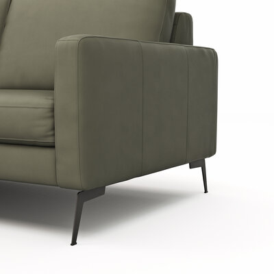 Ecksofa Enna - Longchair Links mit 3-Sitzer, Armlehne A, Leder, Olive