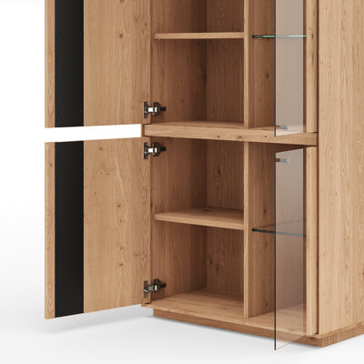Vitrine Due Viso - BHT ca. 78x200x40 cm, Wildeiche massiv, geölt