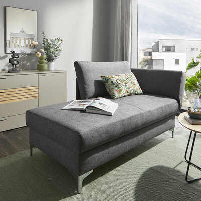 Schlafsofa Verano - Ausrichtung rechts inkl. Schlaffunktion und Bettkasten, Stoff, Dunkelgrau