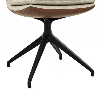 Polsterstuhl Macano - drehbar, Stoff & Leder, Beige, Cognac