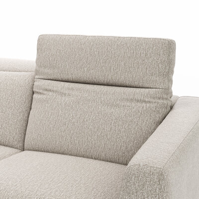 Ecksofa Rafaela 2.0 - Longchair mit 2,5-Sitzer rechts inkl. Sitzvorzug, Kopteilverstellung motorisch und Relaxfunktion motorisch im Longchair, Stoff, Champagner