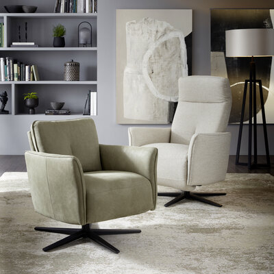 Relaxsessel Amadena - Relaxfunktion (manuell), Stoff, Creme