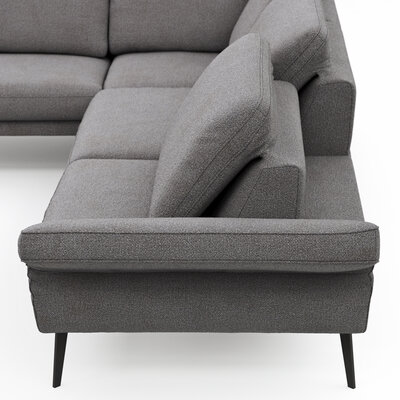Ecksofa Estrela - Ecke links mit 2,5-Sitzer inkl. Rücken-/Armlehne/Sitztiefe verstellbar, Stoff, Grau