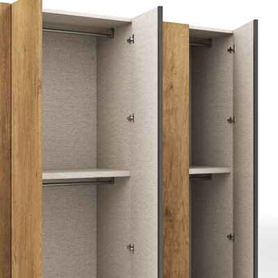 Drehtürenschrank Loretto - B ca. 280 cm, Melamin Astig hell