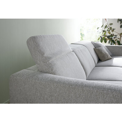 Ecksofa Rafaela 2.0 - 2,5-Sitzer mit Longchair rechts inkl. Sitzvorzug, Kopteilverstellung motorisch und Relaxfunktion motorisch im Longchair, Stoff, Champagner
