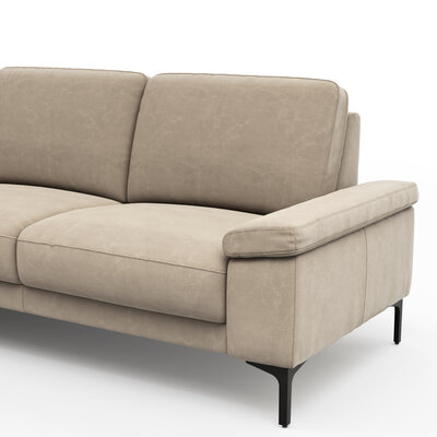 Ecksofa Matero - Ecke mit 2-Sitzer rechts, Leder, Taupe