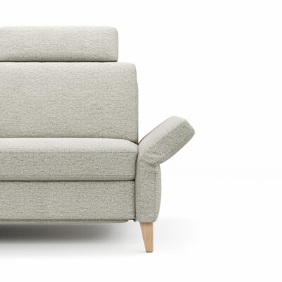 Ecksofa Arima N - Longchair links mit 2,5-Sitzer inkl. Relaxfunktion und Sitzvorzug (motorisch), Stoff, Creme
