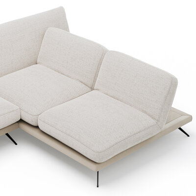 Ecksofa Valdemoro - 2,5-Sitzer mit  Longchair rechts inkl. Rückenlehne verstellbar, Stoff, Creme
