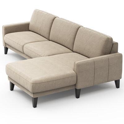 Ecksofa Matero - 2,5-Sitzer mit Longchair rechts, Leder, Taupe