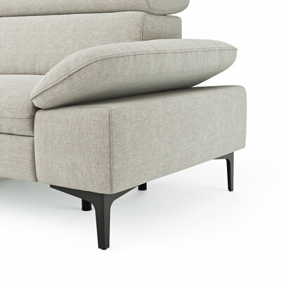 Ecksofa Felipa - Ecke links mit 2,5-Sitzer inkl. Armlehne verstellbar und Rückenlehne/Sitztiefe verstellbar (motorisch), Stoff, Natur