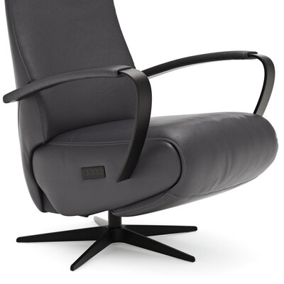 Relaxsessel Girona - Relaxfunktion (motorisch), Leder, Schwarz