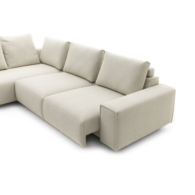 Ecksofa Sorano - Ecke links, 2-Sitzer, inkl. Relaxfunktion und motorischen Sitzvorzug, Stoff, Graubeige