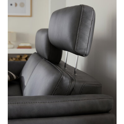 Sofa Atella - 2,5 Sitzer inkl. motorischem Sitzvorzug, Kopfteilverstellung, Leder, Anthrazit