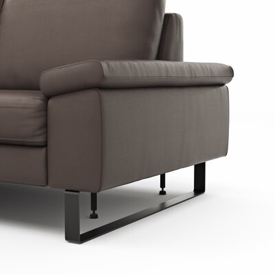 Ecksofa Enna - Ecke links mit 3-Sitzer, inkl. motorischer Relaxfunktion, Leder, Mocca