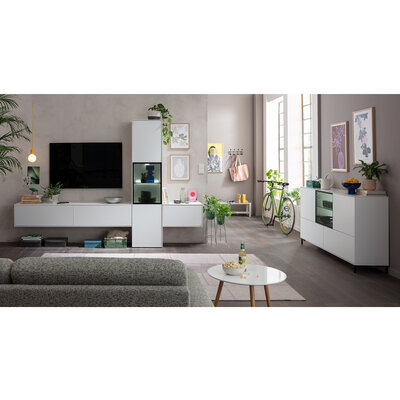 Sideboard Medio - inkl. Beleuchtung, Lack, Weiß