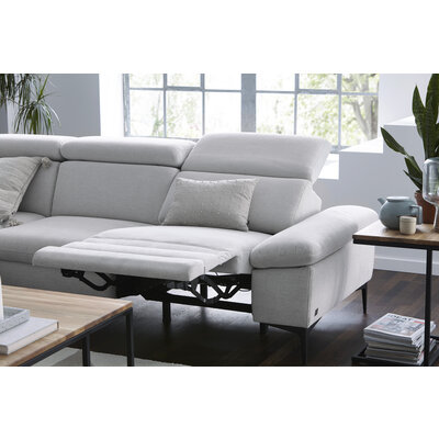 Ecksofa Felipa - Ecke links mit 2,5-Sitzer inkl. Armlehne verstellbar und Rückenlehne/Sitztiefe verstellbar (motorisch), Stoff, Natur
