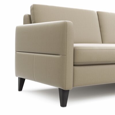 Ecksofa Arima N - 2,5-Sitzer mit Longchair rechts inkl. Kopfteil verstellbar, Leder, Champagner