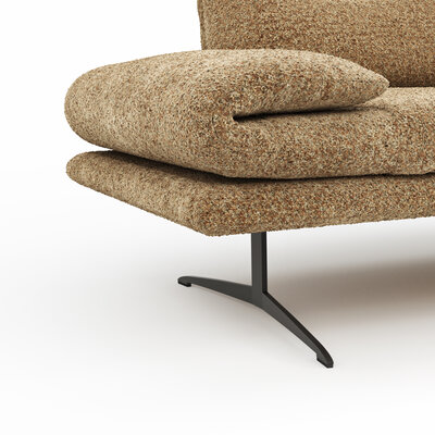 Ecksofa Lucero 2.0 - Longchair mit 2-Sitzer rechts inkl. Rückenlehne verstellbar, Stoff, Cognac