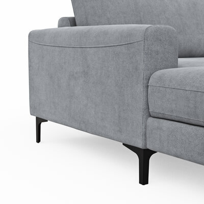Wohnlandschaft Oviedo - Longchair links mit 2-Sitzer und Ecke rechts, Stoff, Grau