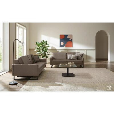 Sofa Aracena - 2,5-Sitzer, Leder, Graubraun