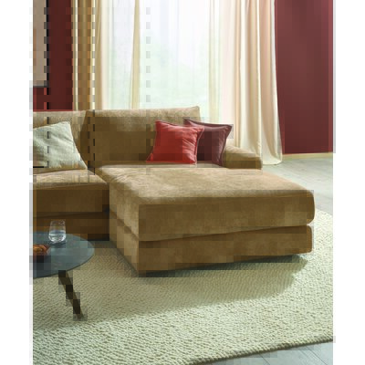 Ecksofa Almeria - 2-Sitzer mit Longchair rechts, Stoff, Hellbraun