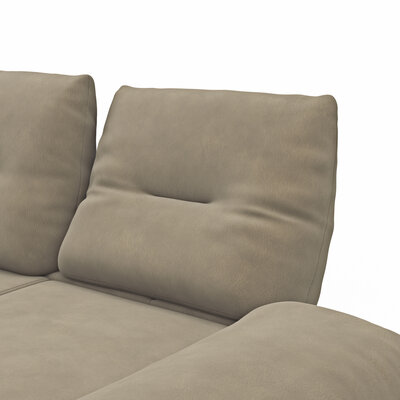 Ecksofa Lucero - Longchair mit 2-Sitzer rechts inkl. Rückenlehne/ Sitztiefe/ Armlehne verstellbar und Drehsitz, Leder, taupe