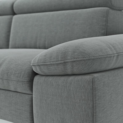 Ecksofa Felipa - Longchair links mit 2,5-Sitzer inkl. Kopfteil verstellbar, Stoff, Grau