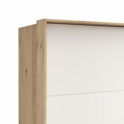 Schwebetürenschrank Viana - B ca. 338 cm, Furnier, Balkeneiche, Weiß