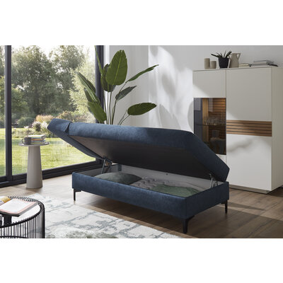 Schlafsofa Verano - Ausrichtung links inkl. Schlaffunktion und Bettkasten, Stoff, Petrol