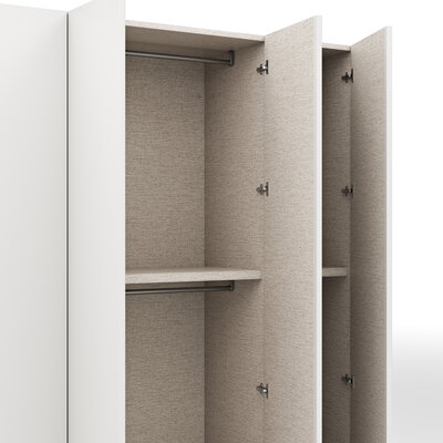 Drehtürenschrank Loretto - B ca. 254 cm, Melamin matt, Weiß