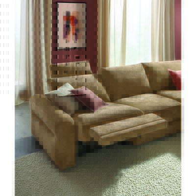 Ecksofa Almeria - 2-Sitzer mit Longchair rechts inkl. 1 Relaxfunktion motorisch, Stoff, Hellbraun