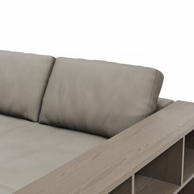 Ecksofa Aprino 1 - 2,5-Sitzer mit Longchair rechts, Leder, Grau