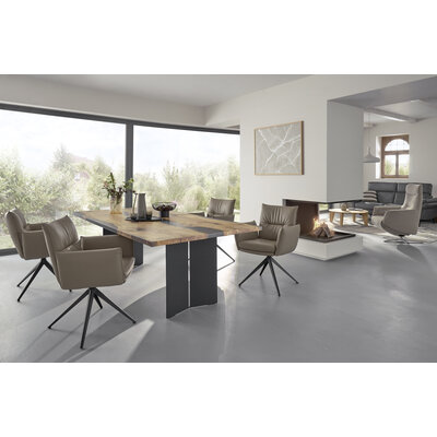 Esstisch Nera - LB ca. 220 x 110 cm, Asteiche massiv, Epoxy, Grau