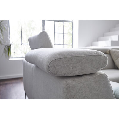 Ecksofa Felipa - Ecke links mit 2,5-Sitzer inkl. Kopfteil verstellbar, Stoff, Natur