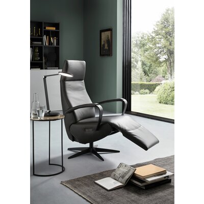 Relaxsessel Girona - Relaxfunktion (motorisch), Leder, Graphit