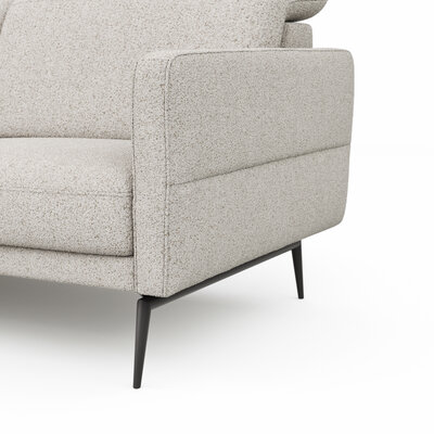 Ecksofa Estrela 2.0 - Ecke mit 2-Sitzer rechts inkl. Kopfteil/Armteil verstellbar, Stoff, Creme