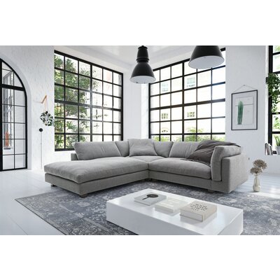 Ecksofa Aprino 3 - Ecke links mit 2,5-Sitzer, Stoff, Grau
