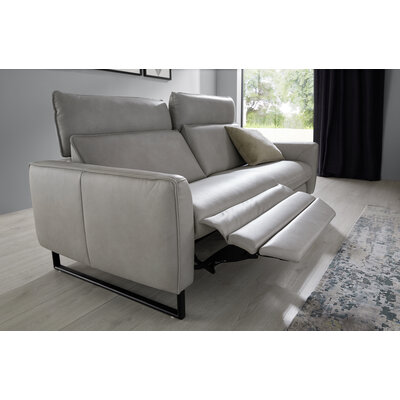 Sofa Avela - 3-Sitzer inkl. Relaxfunktion und Kopfteil verstellbar motorisch, Leder, Steingrau