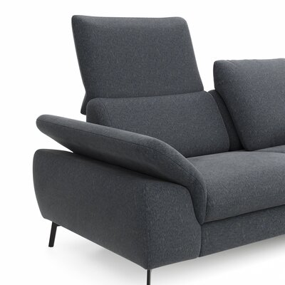 Ecksofa Gotera - 1,5-Sitzer med + 1,5-Sitzer med mit Longchair groß rechts inkl. Schlaffunktion (teilmotorisch), Armlehne klappbar, Rückenlehne verstellbar  und einmal Relaxfunktion (teilmotorisch), Stoff, Anthrazit