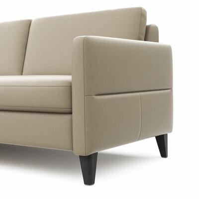 Ecksofa Arima N - Longchair mit 2,5-Sitzer rechts inkl. Kopfteil verstellbar, Leder, Champagner
