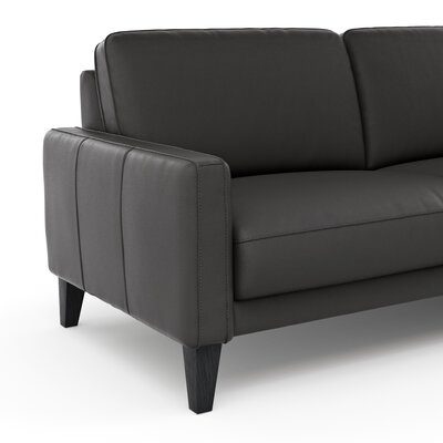 Ecksofa Matero - 2,5-Sitzer mit Longchair rechts, Leder, Anthrazit