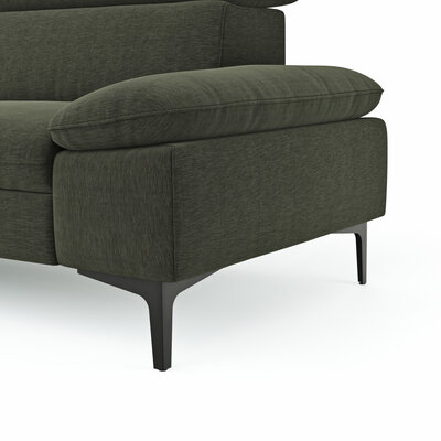 Ecksofa Felipa - Ecke links mit 2,5-Sitzer inkl. Kopfteil verstellbar, Stoff, Dunkelgrün