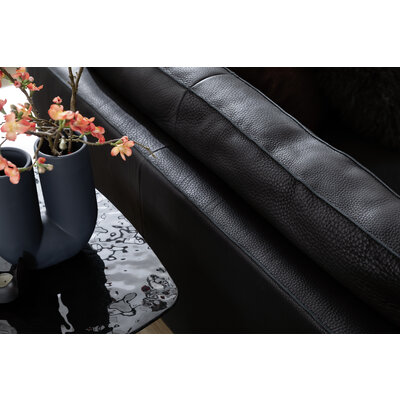 Sofa Aprino 3 - 4-Sitzer XXL, Dickleder, schwarz, Armlehne Kissen